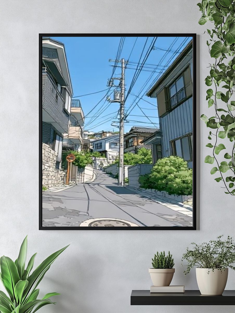 Quiet Hillside Street Photography Poster. — room view 4