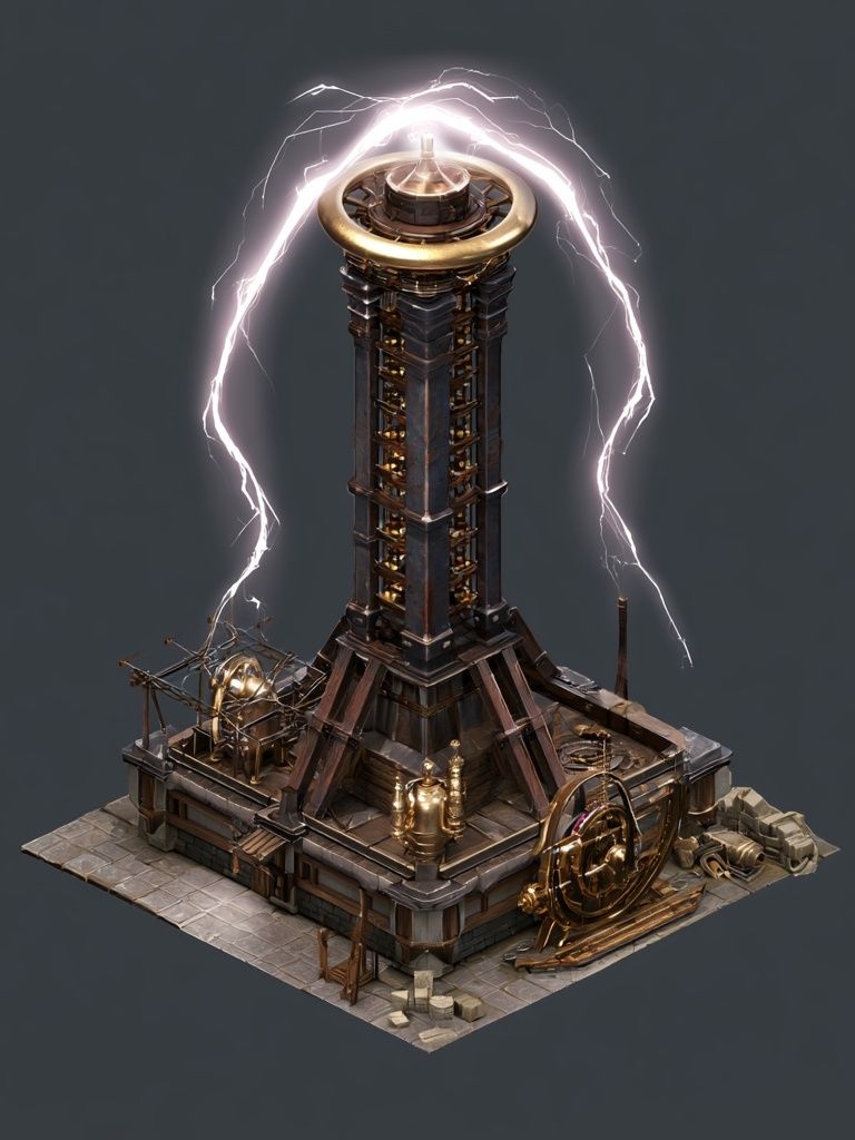 Steampunk Lightning Tower Poster. poster — illustration art