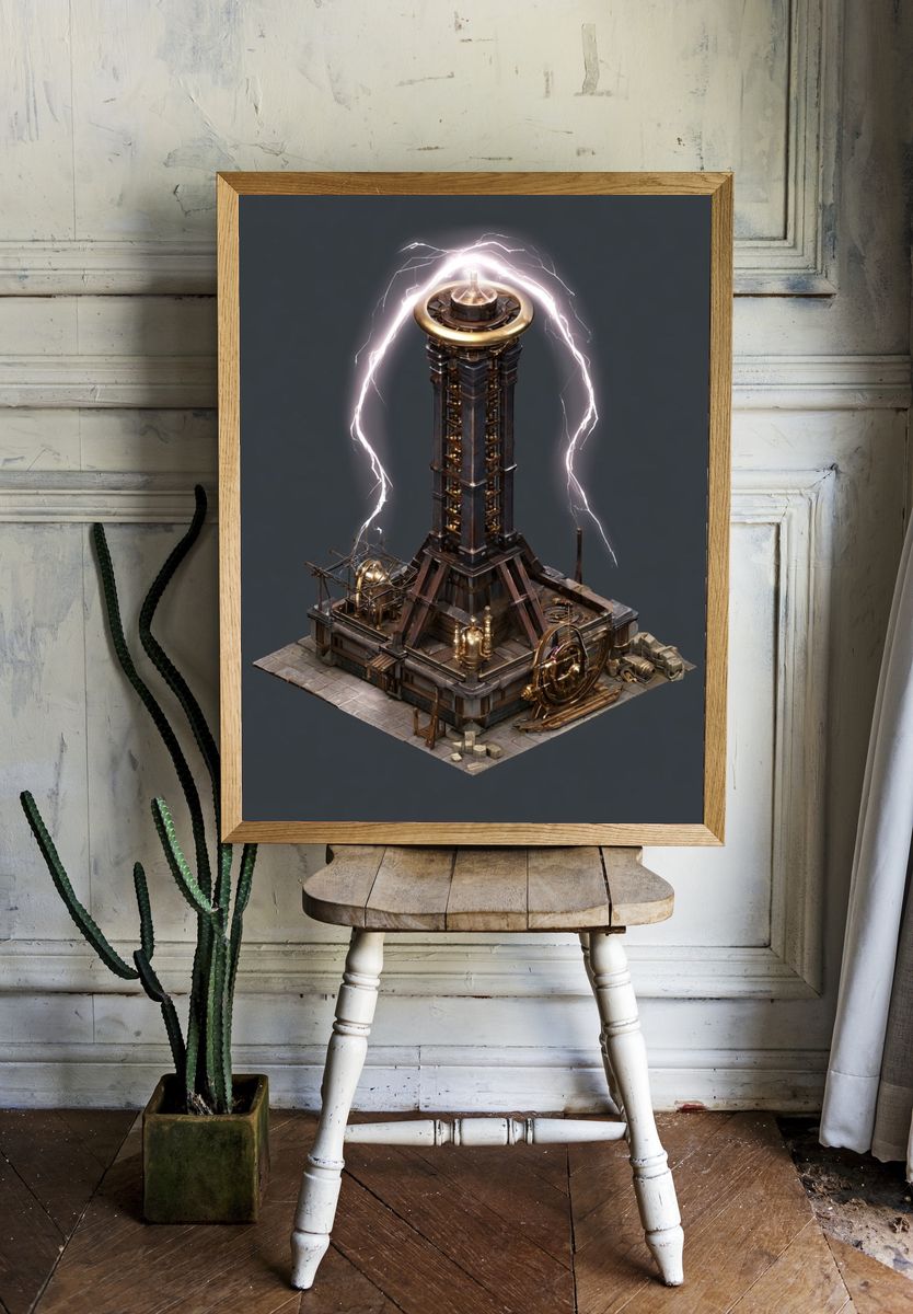 Steampunk Lightning Tower Poster. — room view 1