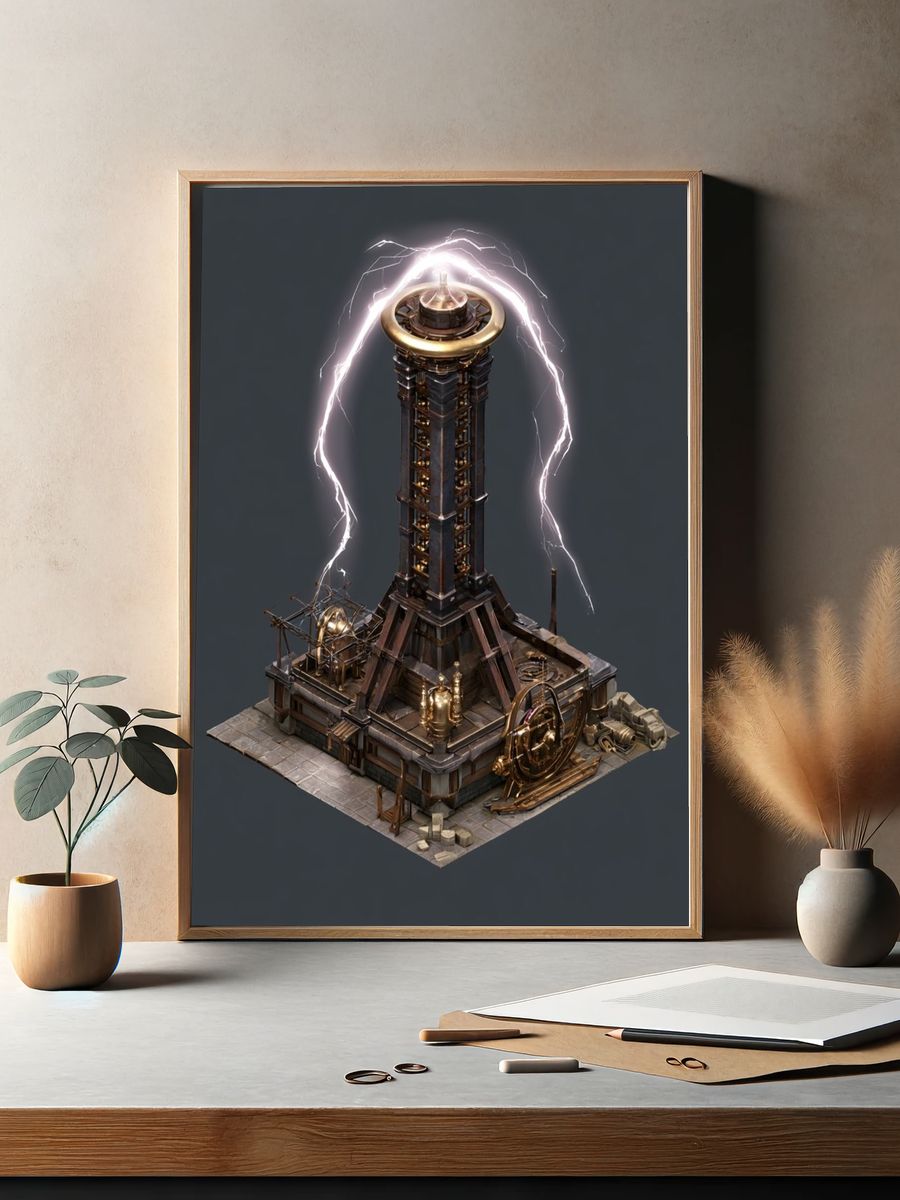 Steampunk Lightning Tower Poster. — room view 2
