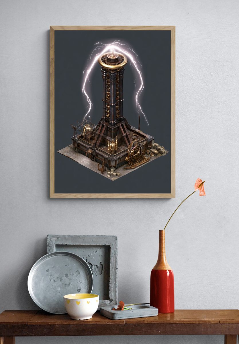 Steampunk Lightning Tower Poster. — room view 3