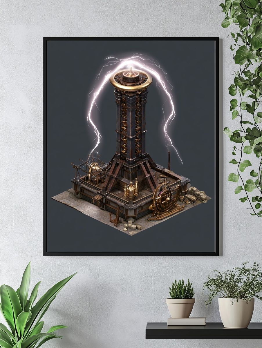 Steampunk Lightning Tower Poster. — room view 4