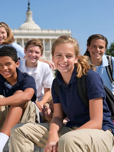 Students at Capitol Building Photography Poster.