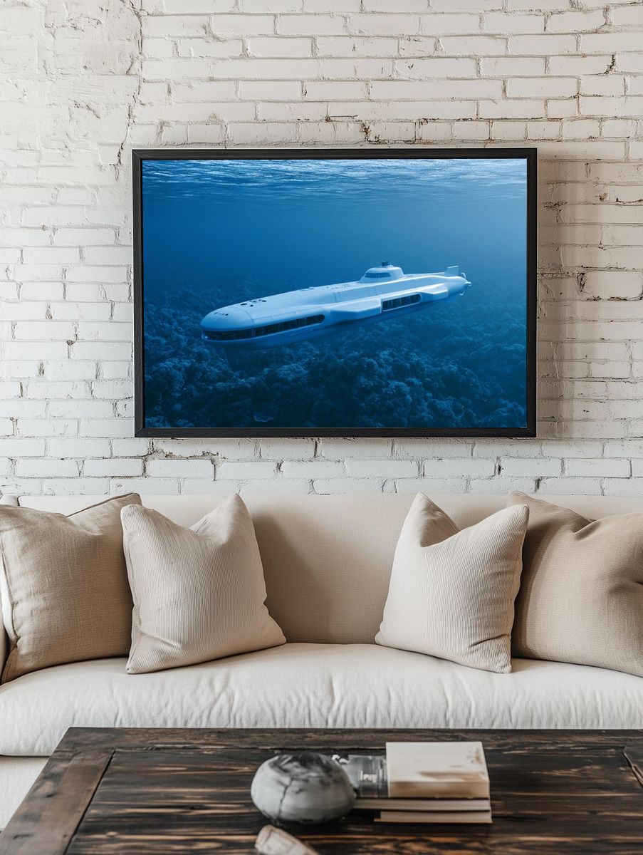 Submarine Underwater Scene Poster. — room view 1