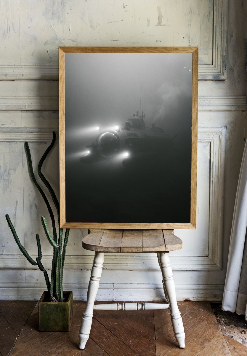Submarine in Fog Photography Poster. — room view 1
