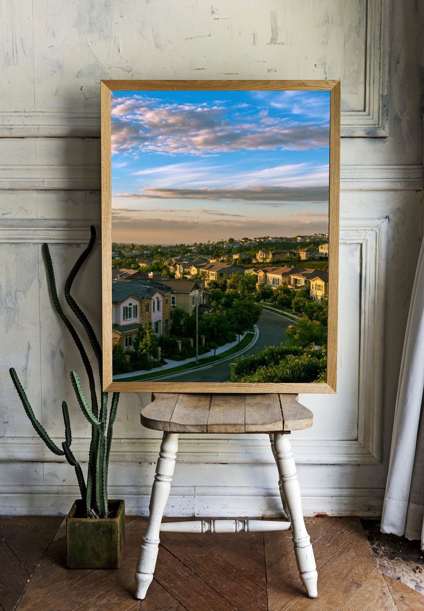 Suburban Sunset Landscape Poster. room preview