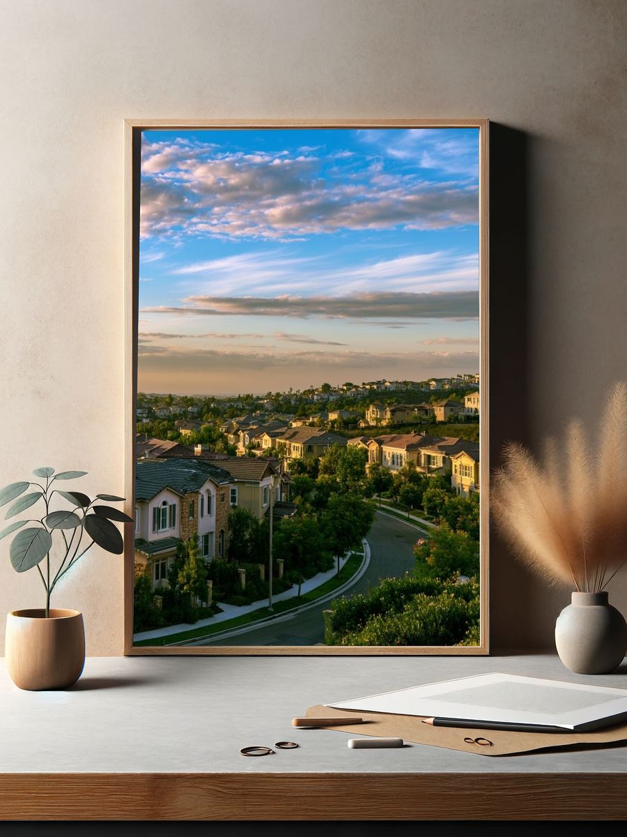 Suburban Sunset Landscape Poster. — room view 2