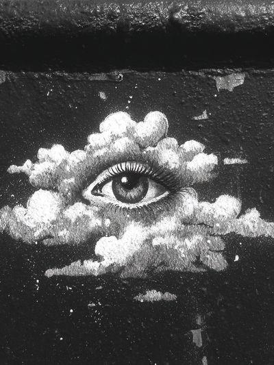 Surreal Eye in Clouds Print. poster