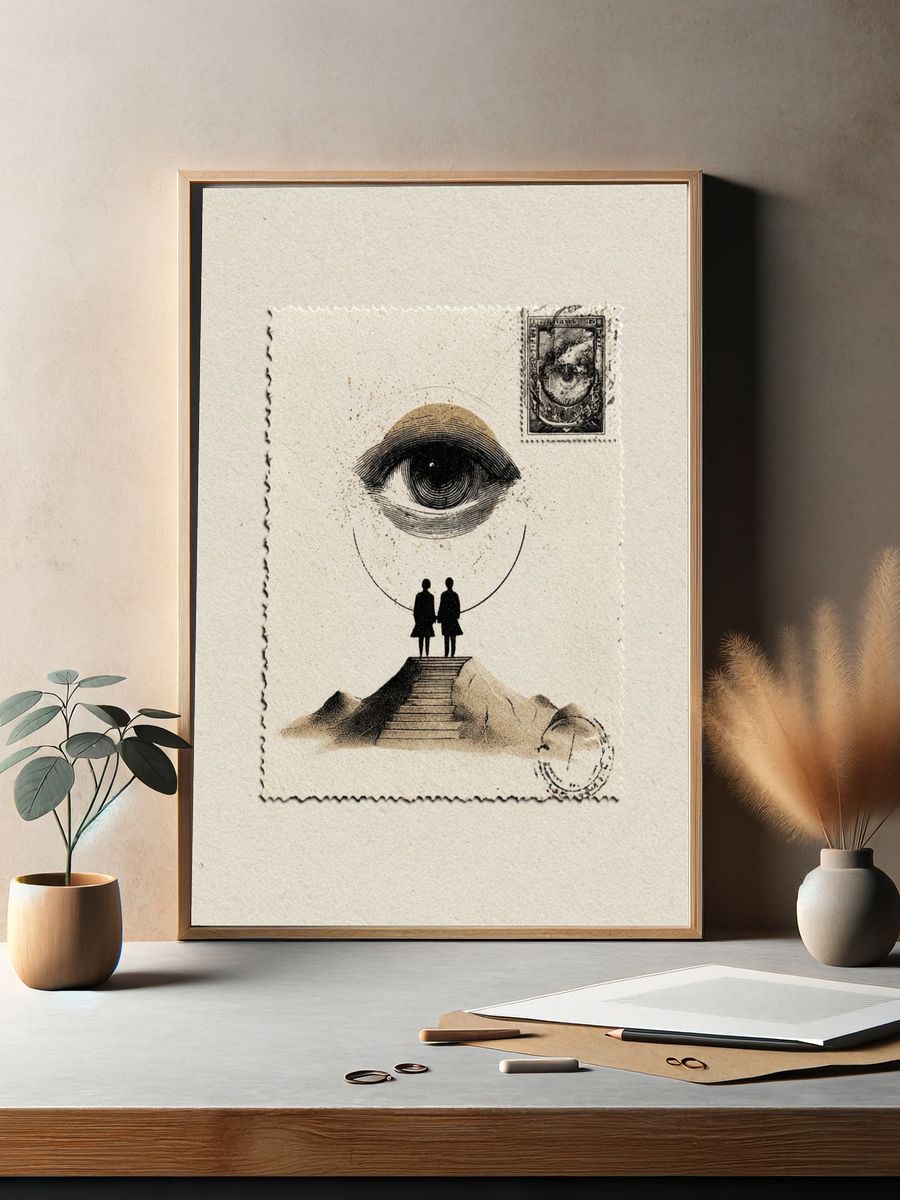 Surreal Eye Stairway Print. — room view 2