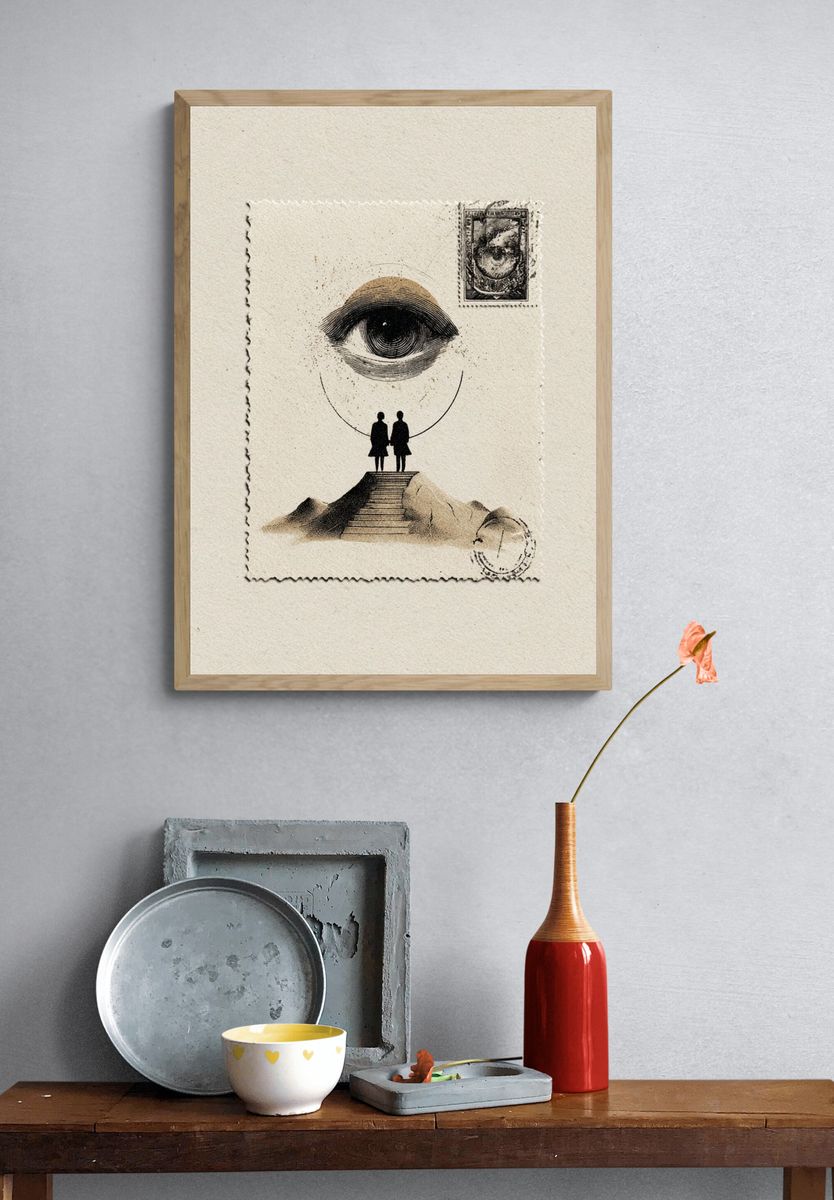 Surreal Eye Stairway Print. — room view 3