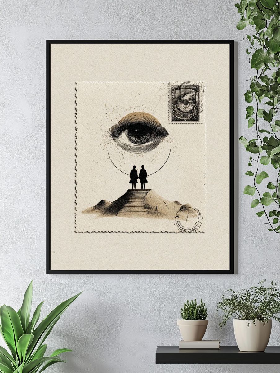 Surreal Eye Stairway Print. — room view 4