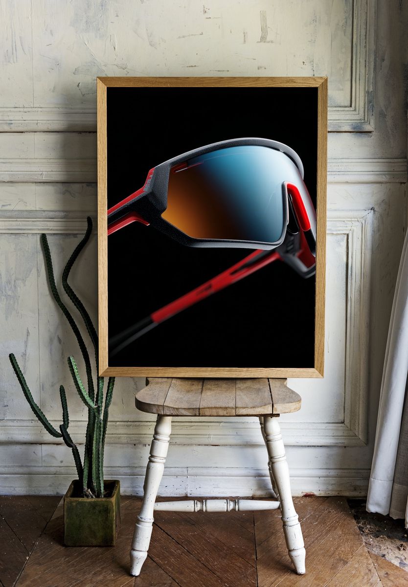 Sleek Sports Sunglasses Photography Poster. — room view 1