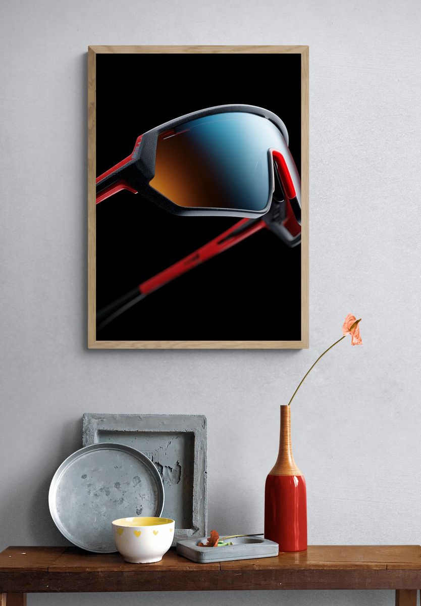 Sleek Sports Sunglasses Photography Poster. — room view 3