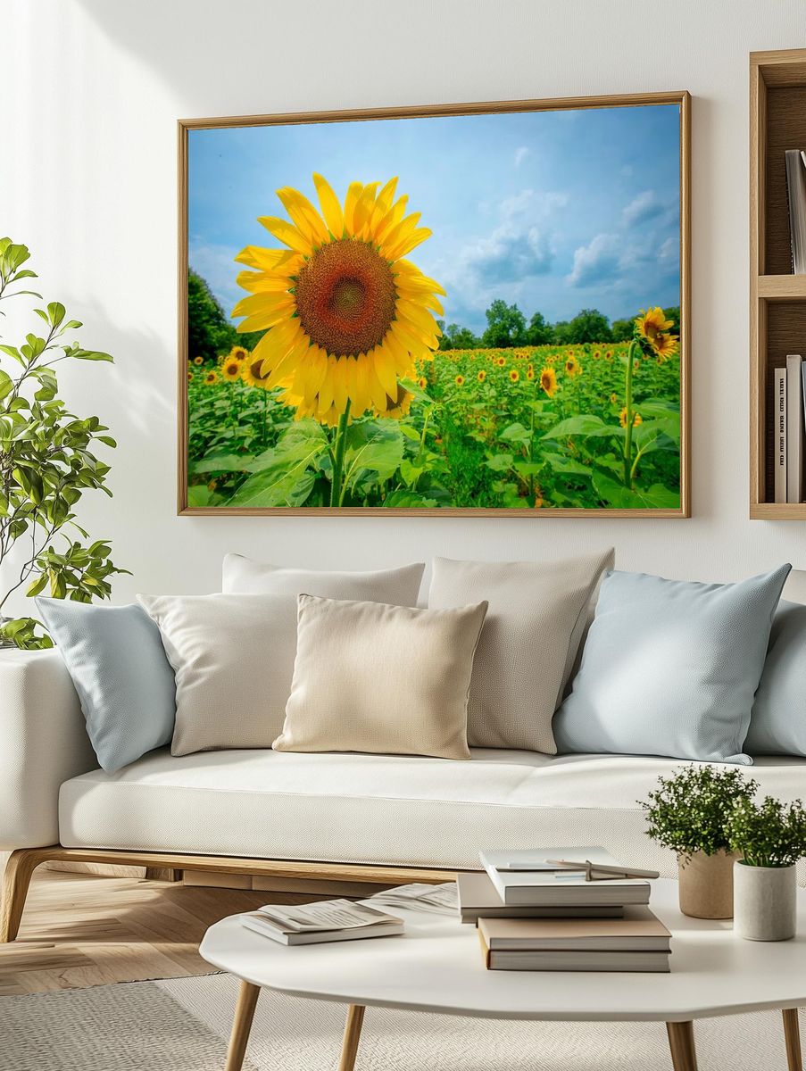 Sunflower Field — Photography Print. — room view 2