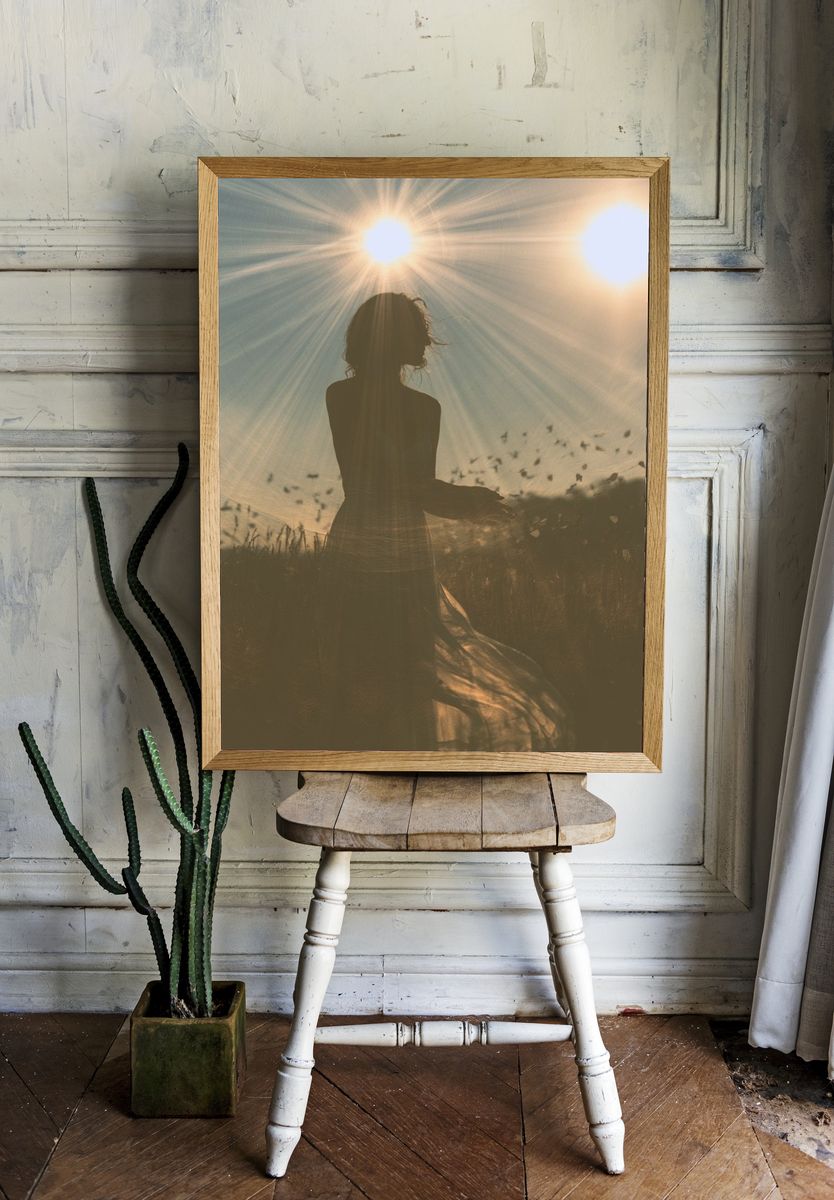 Sunlit Silhouette Photography Poster. room preview