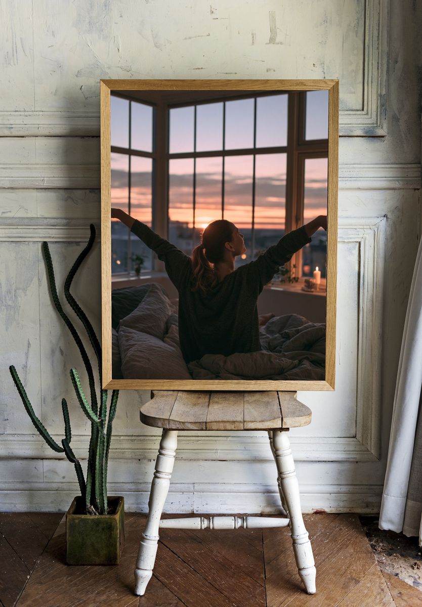 Sunrise Stretch Bedroom Photography Poster. room preview