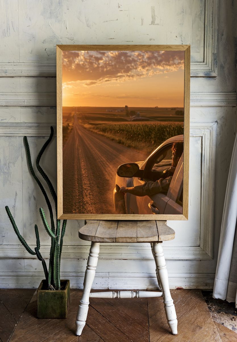 Sunset Country Drive Photography Poster. — room view 1