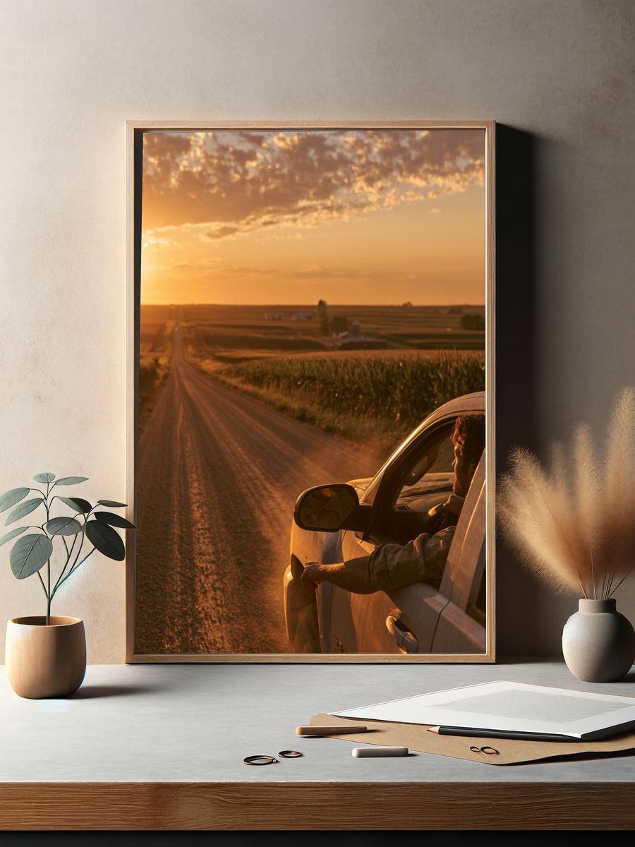 Sunset Country Drive Photography Poster. — room view 2