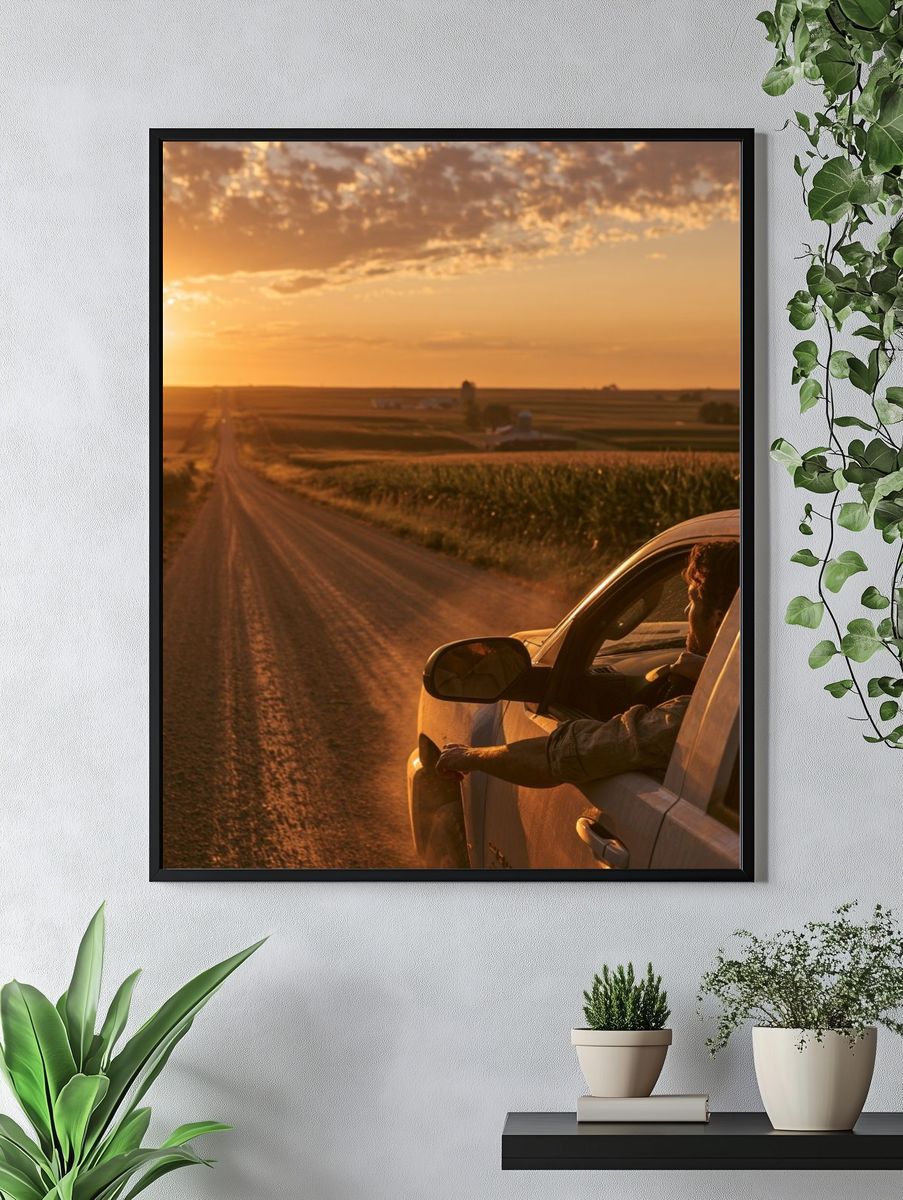Sunset Country Drive Photography Poster. — room view 4