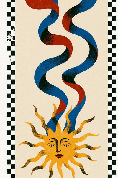 Sun and Ribbon Abstract Print. poster