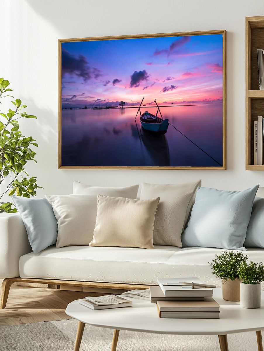 Serene Sunset Over Water — Photography Print. — room view 2