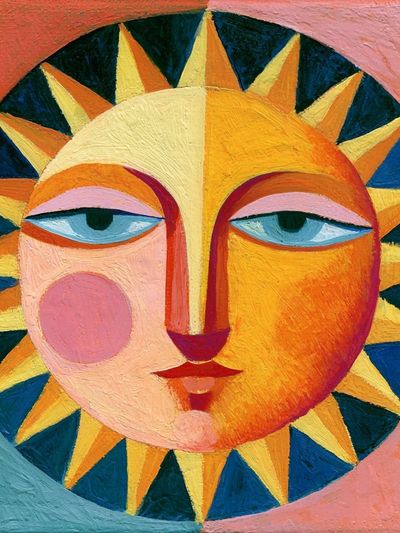 Sun Face Folk Art Poster.