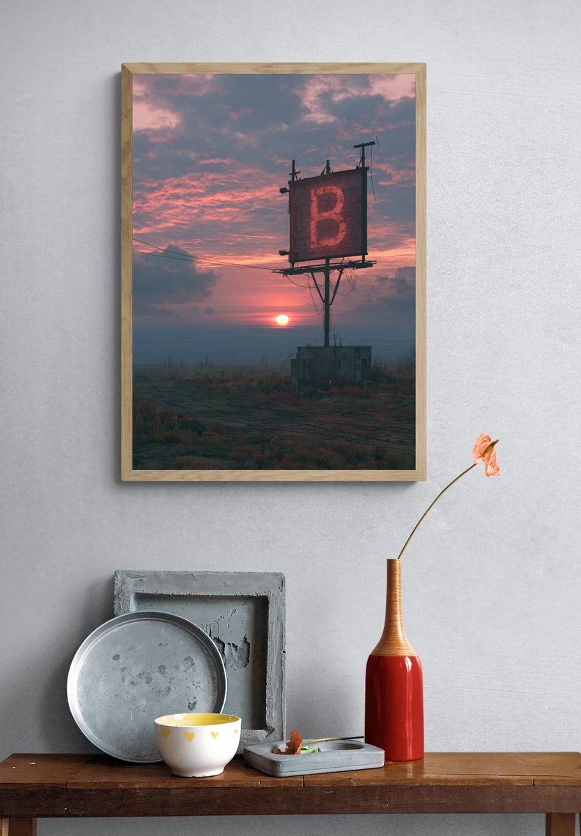 Sunset Billboard Landscape Poster. — room view 3