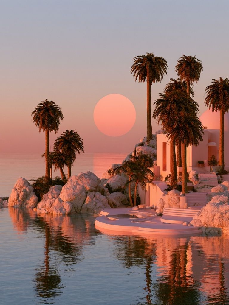 Sunset Palm Island Photography Poster. poster — photography art