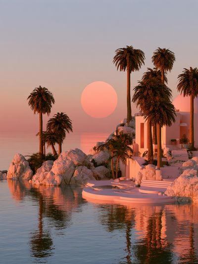 Sunset Palm Island Photography Poster.