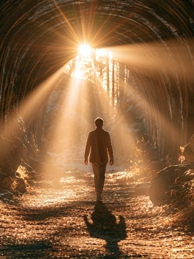 Sunlit Tunnel Silhouette Photography Poster. poster — photography art