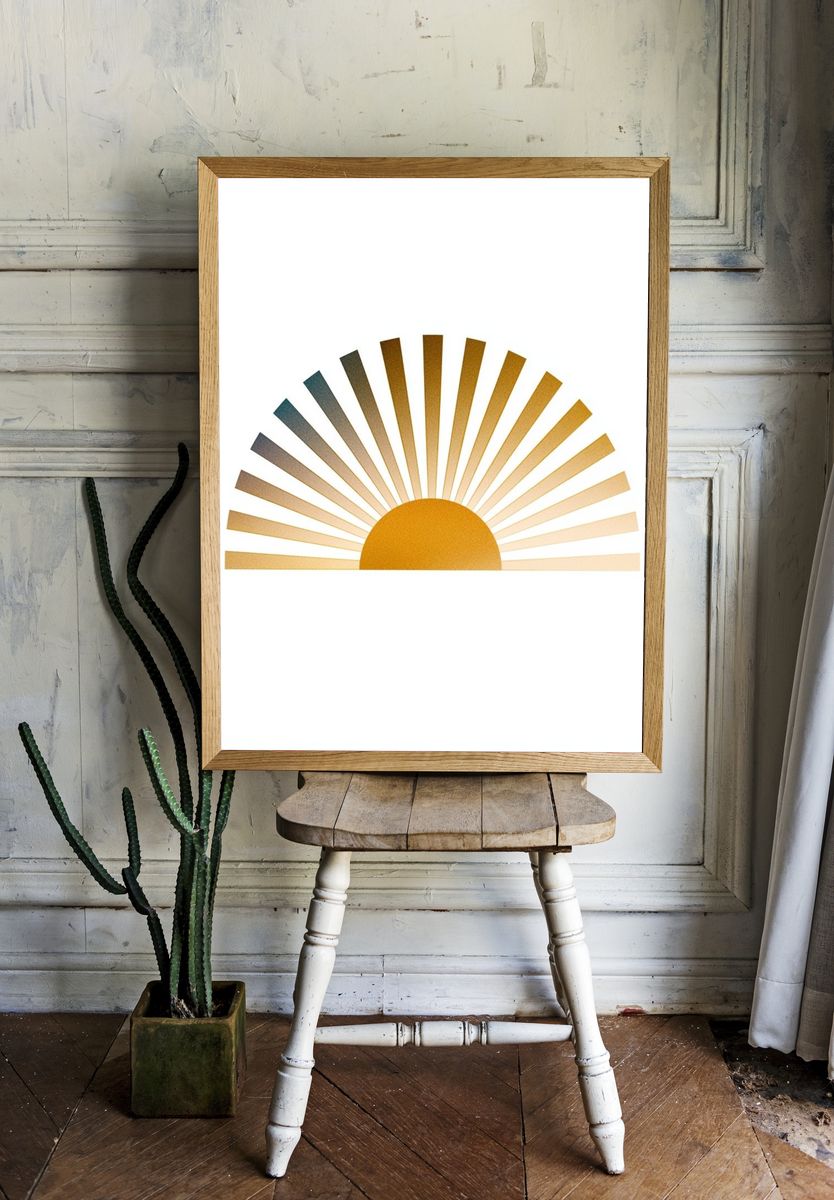 Golden Sunrise Minimalist Poster. room preview