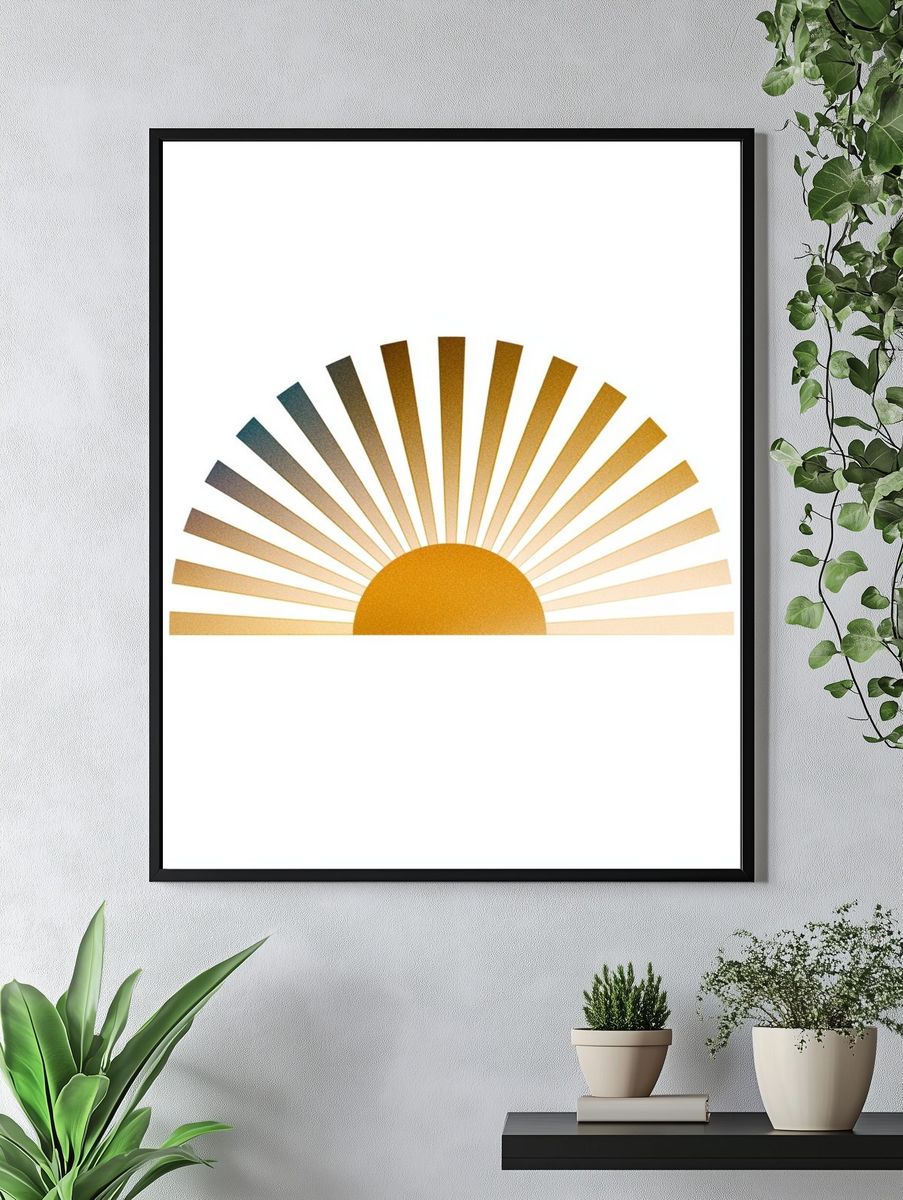 Golden Sunrise Minimalist Poster. — room view 4