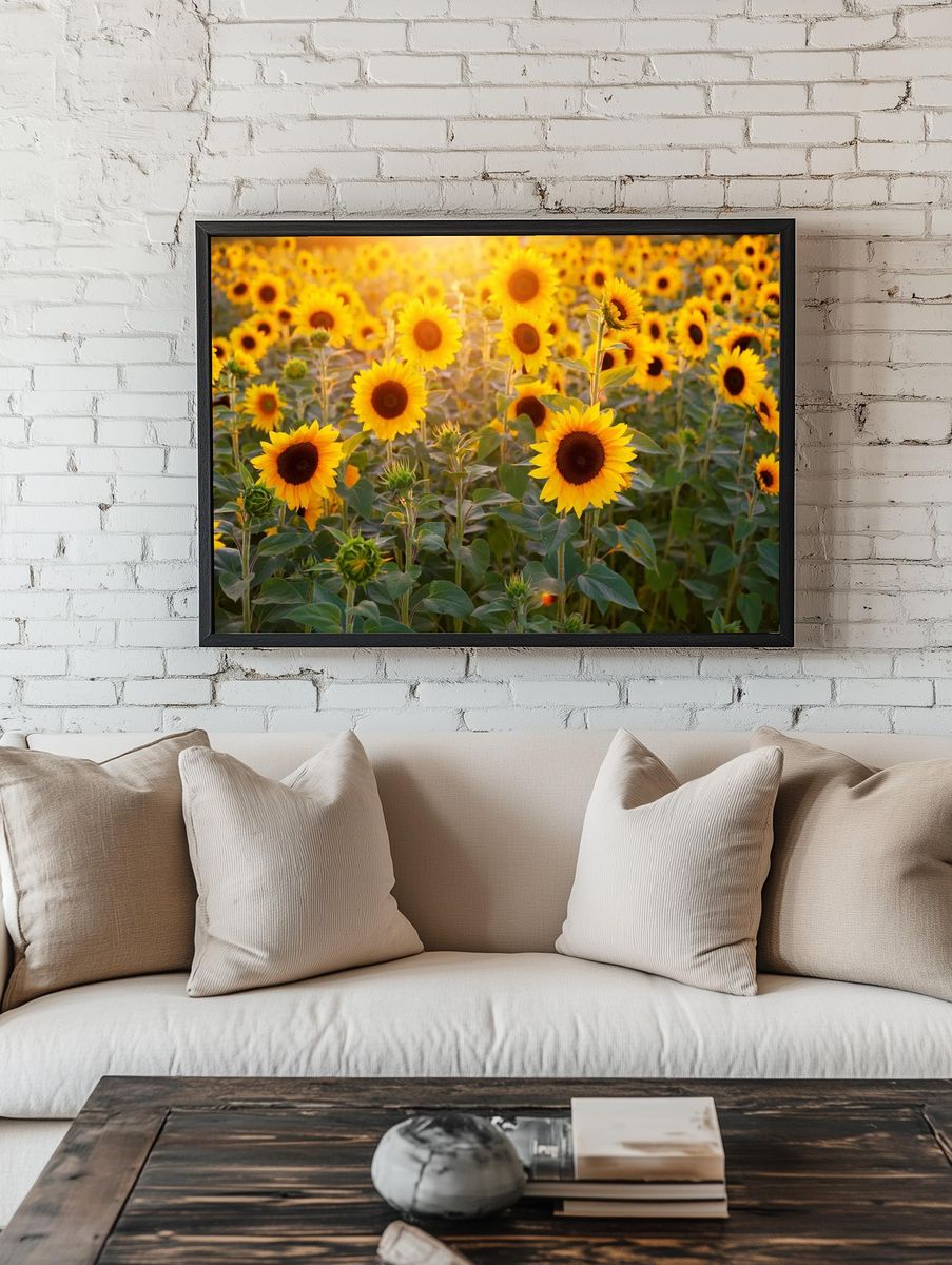 Sunflower Field — Nature Poster. — room view 1