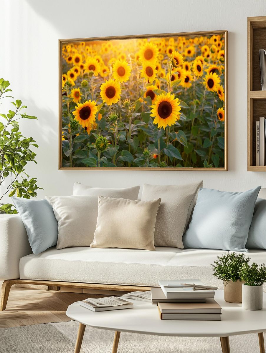 Sunflower Field — Nature Poster. — room view 2
