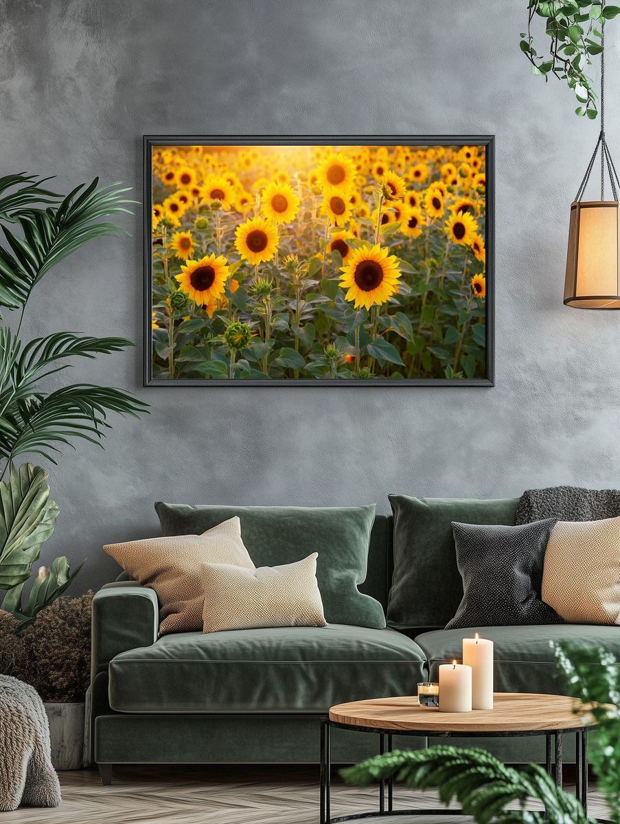 Sunflower Field — Nature Poster. — room view 4