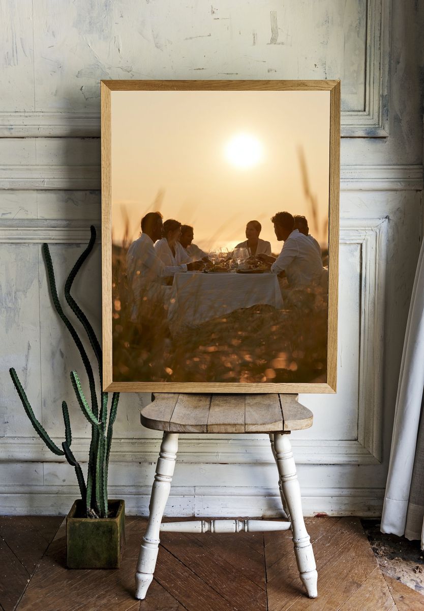 Sunset Dinner Gathering Photography Poster. — room view 1