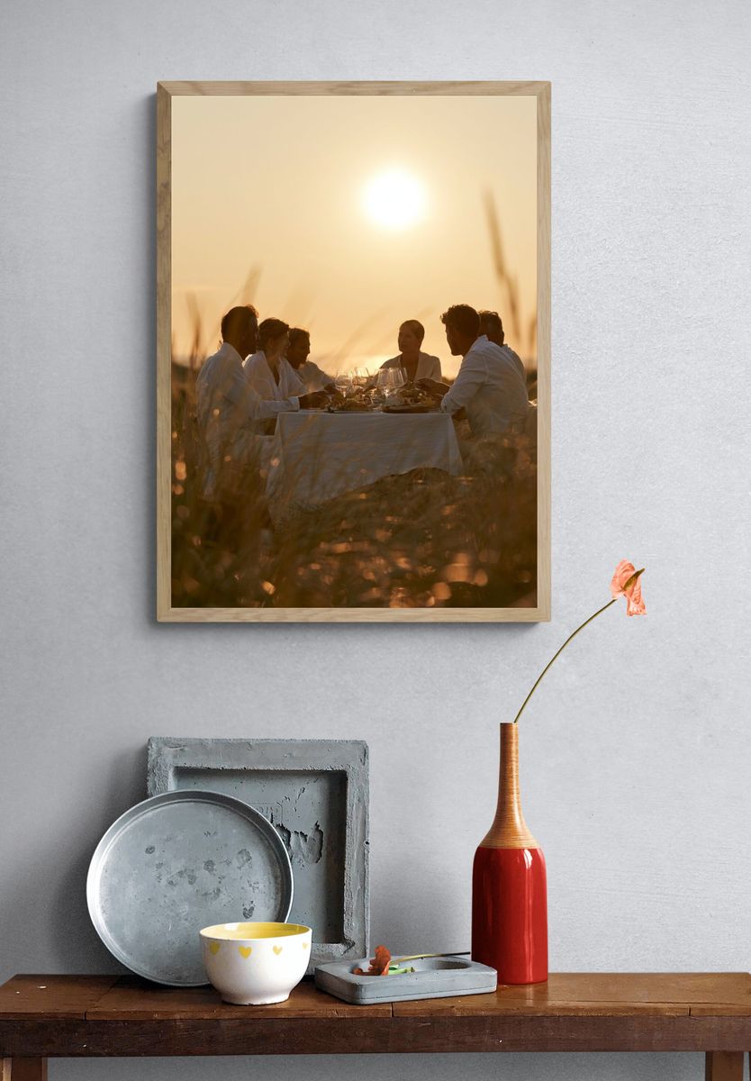Sunset Dinner Gathering Photography Poster. — room view 3