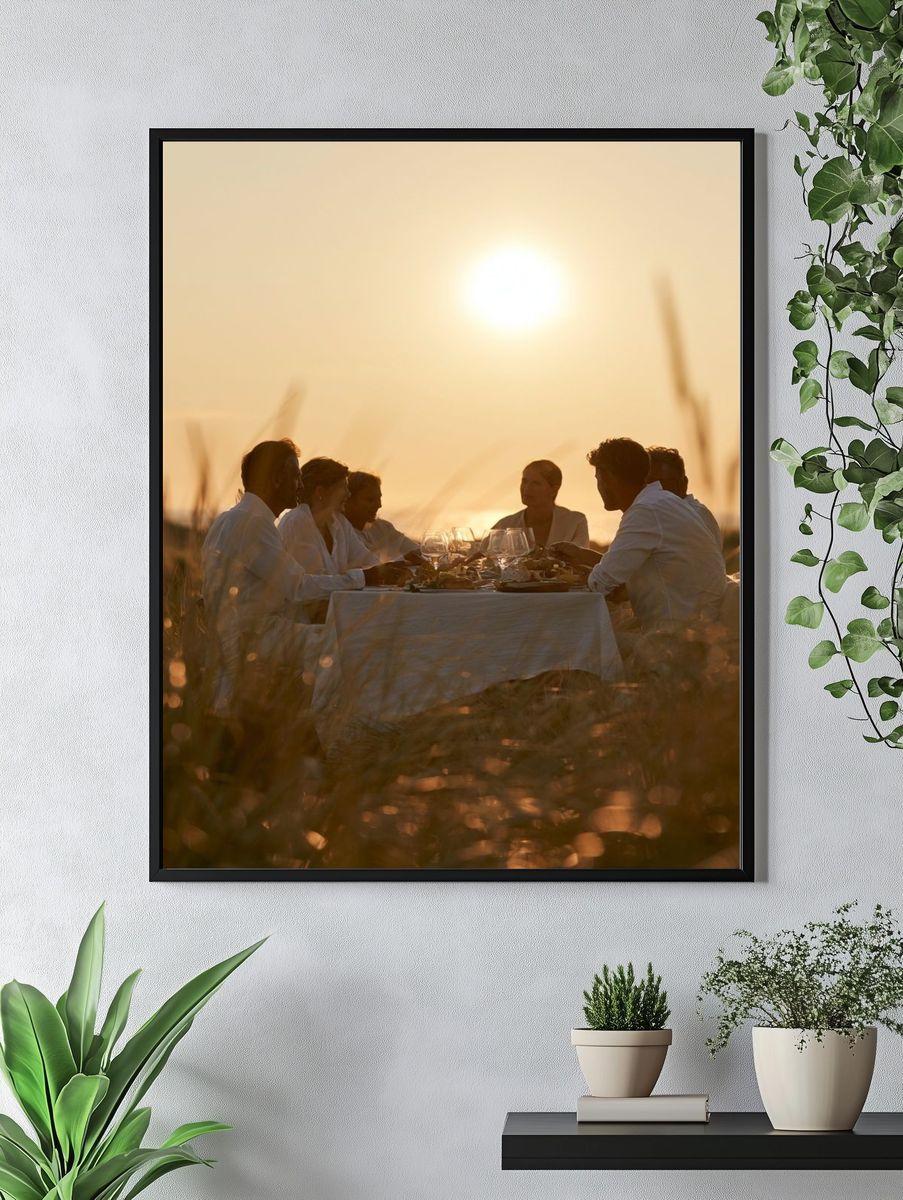 Sunset Dinner Gathering Photography Poster. — room view 4