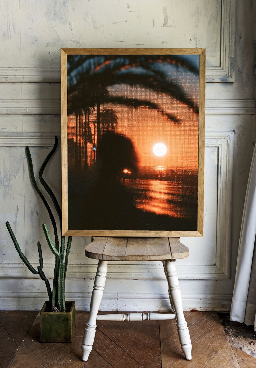 Sunset Palm Silhouette Photography Poster. — room view 1