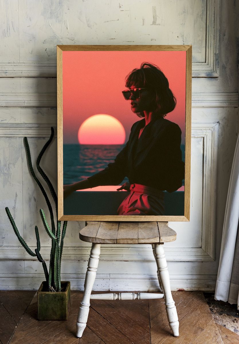 Sunset Silhouette Portrait Print. room preview