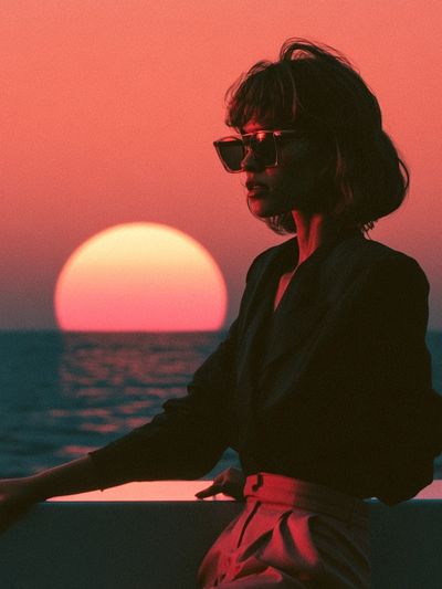 Sunset Silhouette Portrait Print. poster