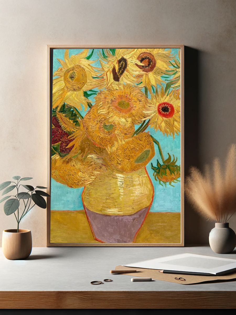Sunflowers Still Life Poster. — room view 2