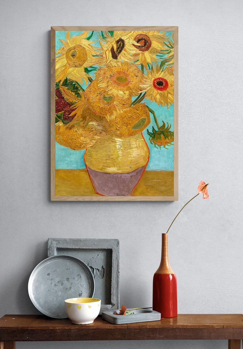 Sunflowers Still Life Poster. — room view 3
