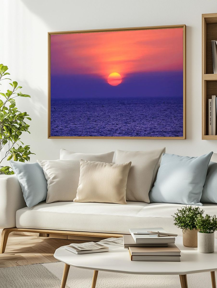 Serene Sunset Over Ocean — Nature Print. — room view 2