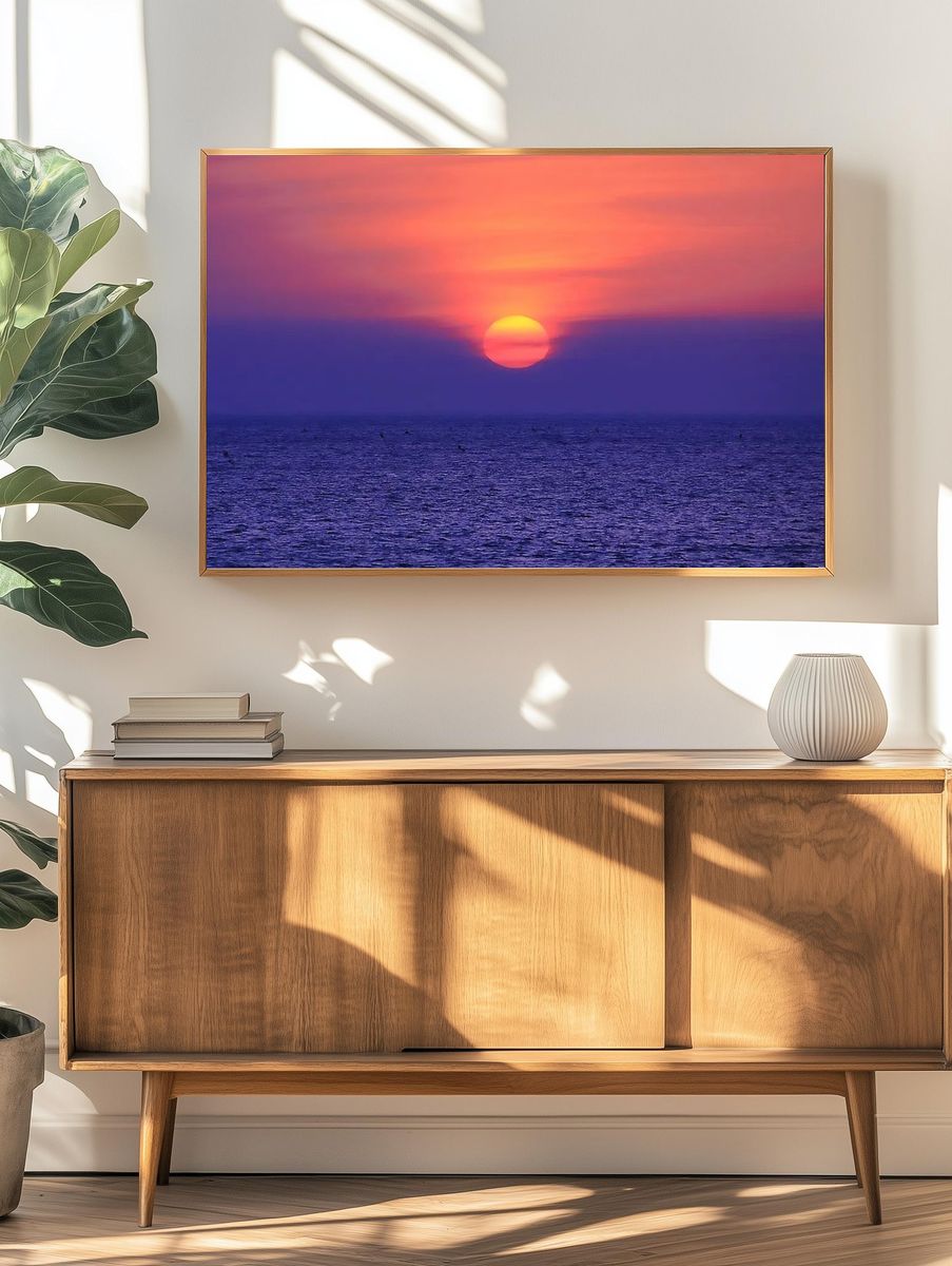 Serene Sunset Over Ocean — Nature Print. — room view 3