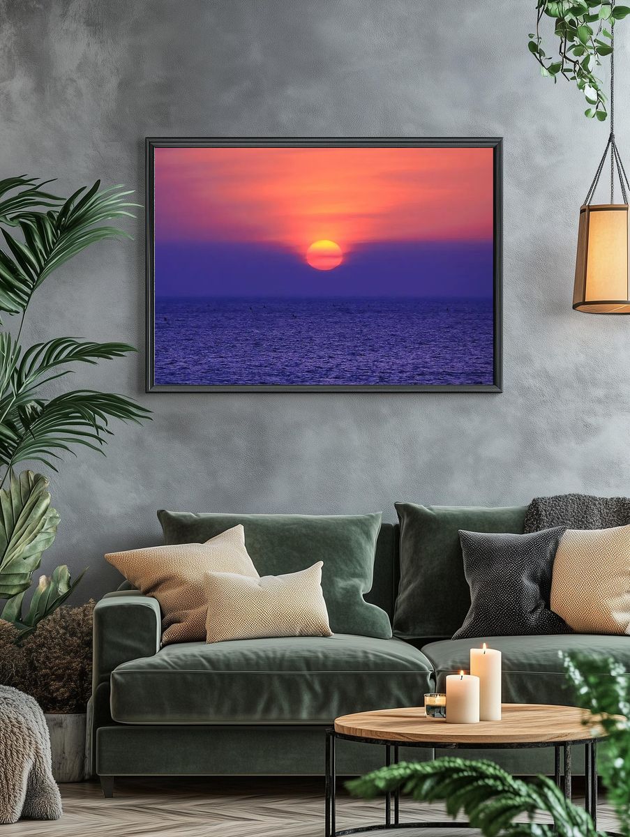 Serene Sunset Over Ocean — Nature Print. — room view 4