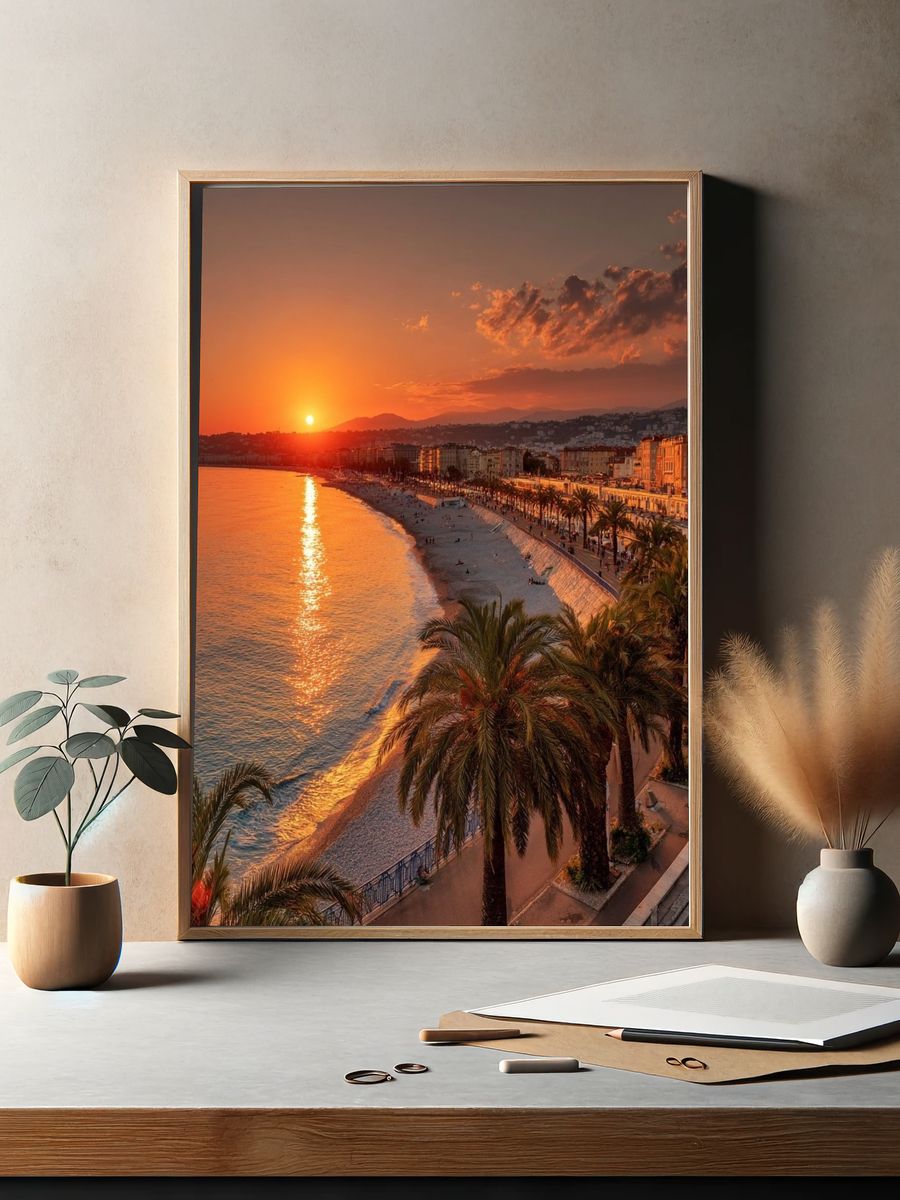 Sunset Over Nice Beach — Photography Print. — room view 2