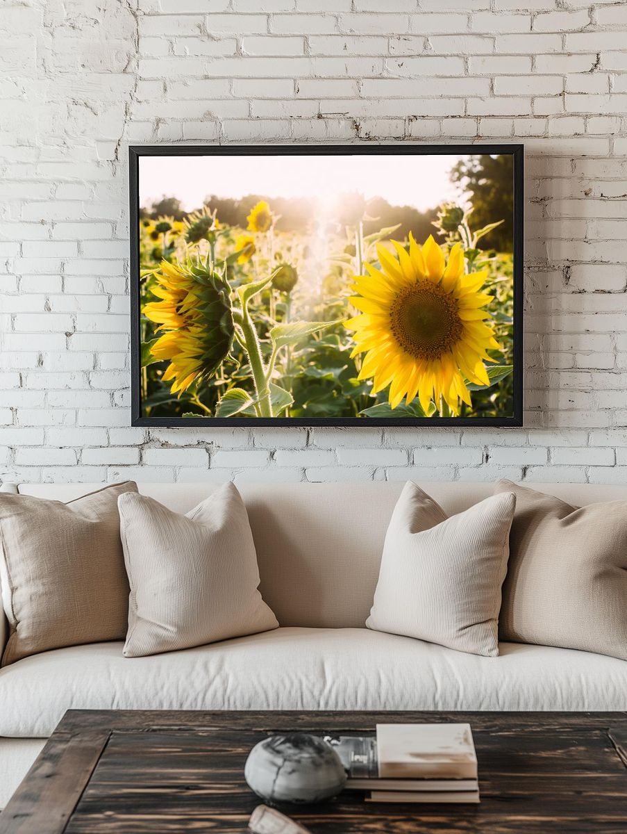 Sunflower Field at Sunset Poster. — room view 1