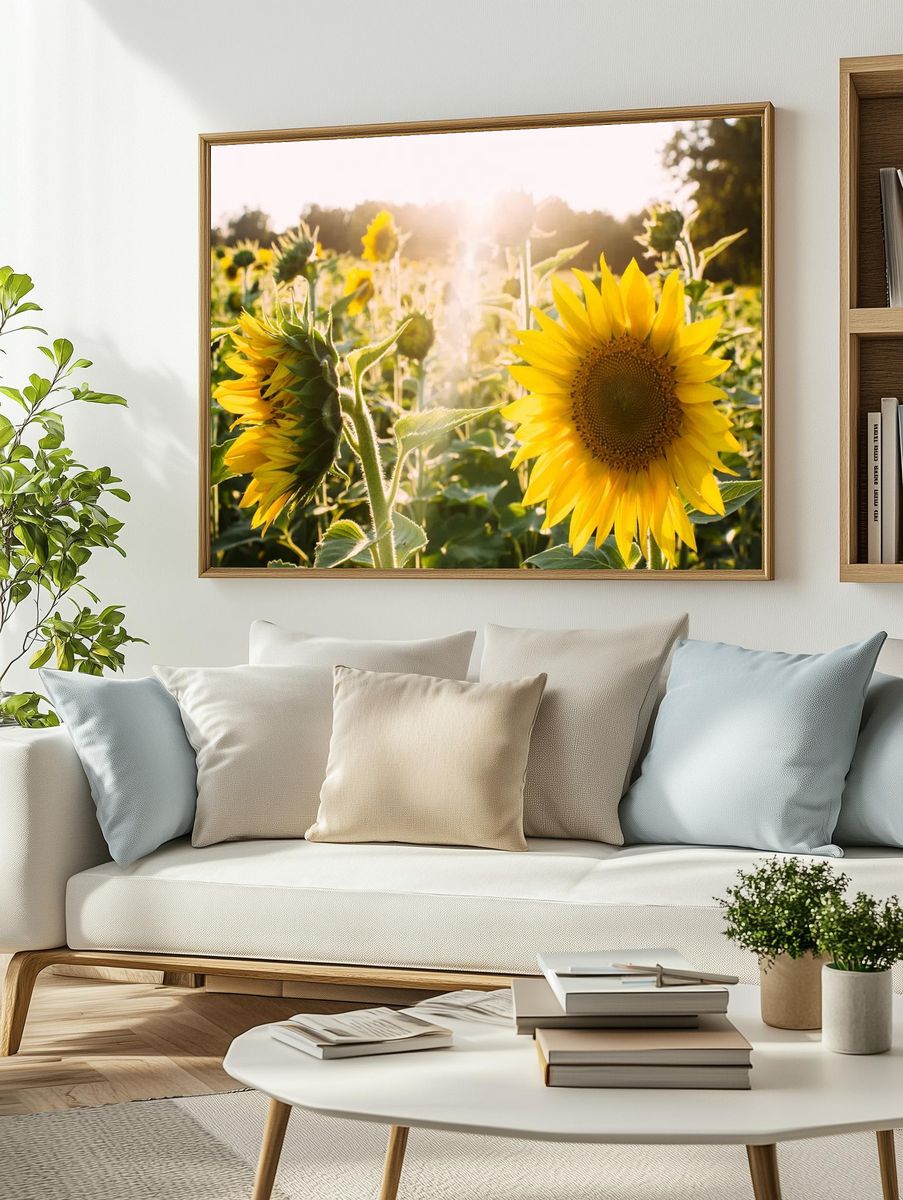 Sunflower Field at Sunset Poster. — room view 2