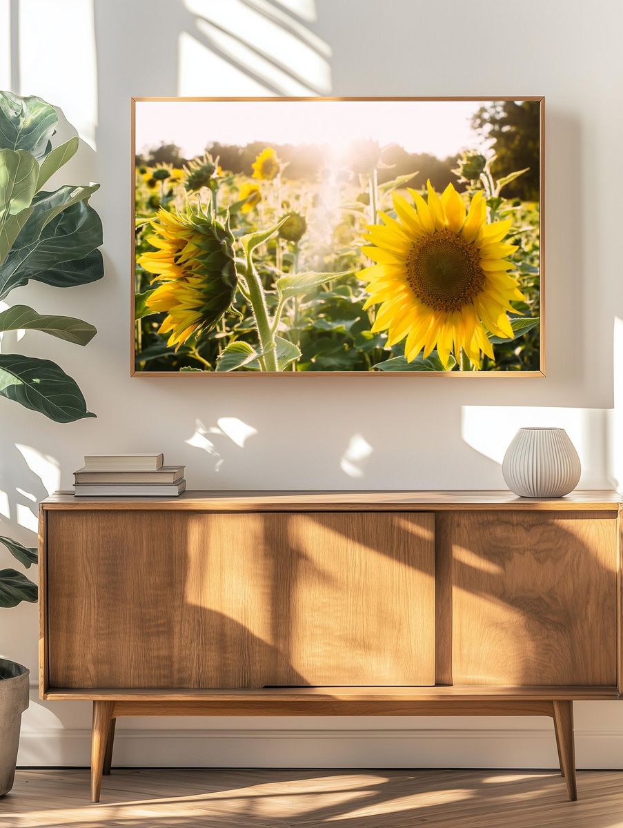 Sunflower Field at Sunset Poster. — room view 3